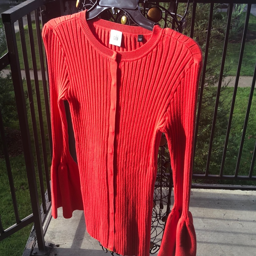 Cabi Red Cardigan Bell Sleeves